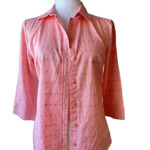 🌸 Karen Scott Petite Pink Cotton Eyelet Blouse - Your New Summer Go-To! Sz S 🌸